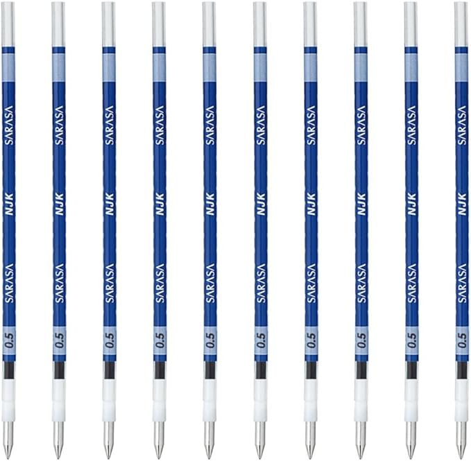 Zebra BRNJK5BL Ballpoint Pen Refill, Sarasa, NJK-0.5 Lead, Blue, 10 Pens