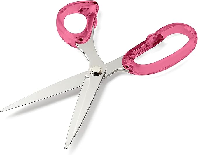 OfficeGoods 9” Stainless Steel Acrylic Scissors for Office and Home - Aesthetic and Sharp All Purpose Scissors, Perfect for Sewing, Arts and Crafts - Pink Silver Metal