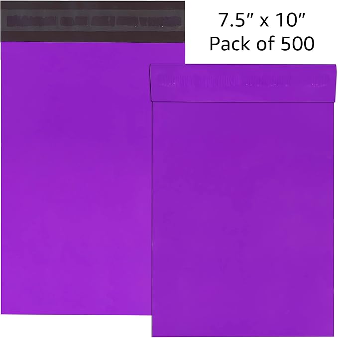 Colored Poly Mailers Pack of: Be creative with your packaging with Colored mailers (Purple, 7.5" x 10.5" pack of 500)