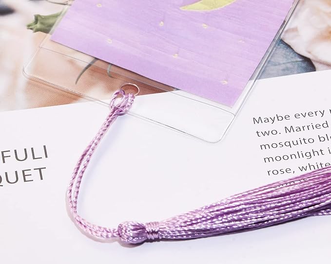 Clear Bookmark Sleeves Penta Angel 50Pcs Plastic Blank Photobooth Frames Vinyl Book Markers Cover Holder with Hole for Students Reading Wedding Valentine’s Gift Party Favor, 6.69x2.28'' (50)