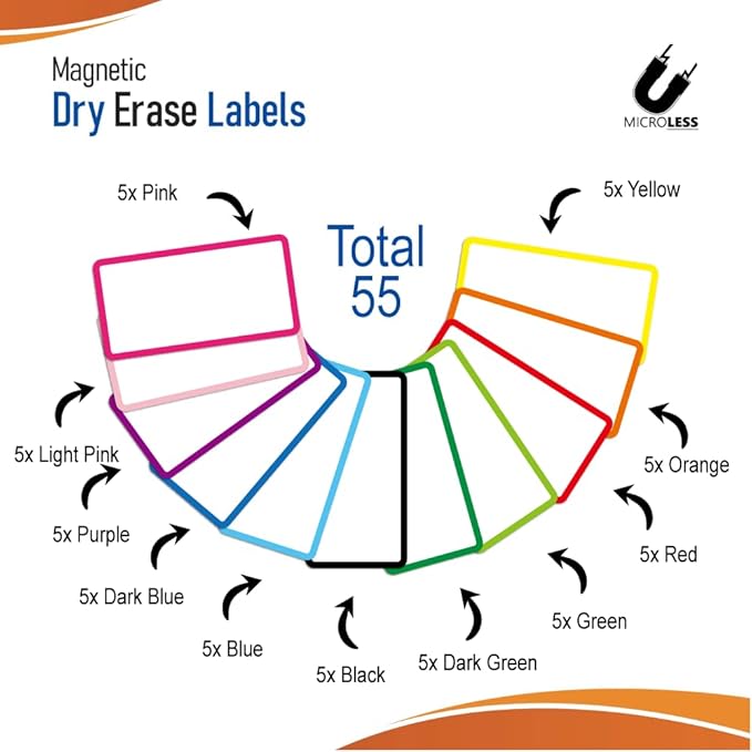 Dry Erase Magnetic Labels Border Colour 2 x 1 inch