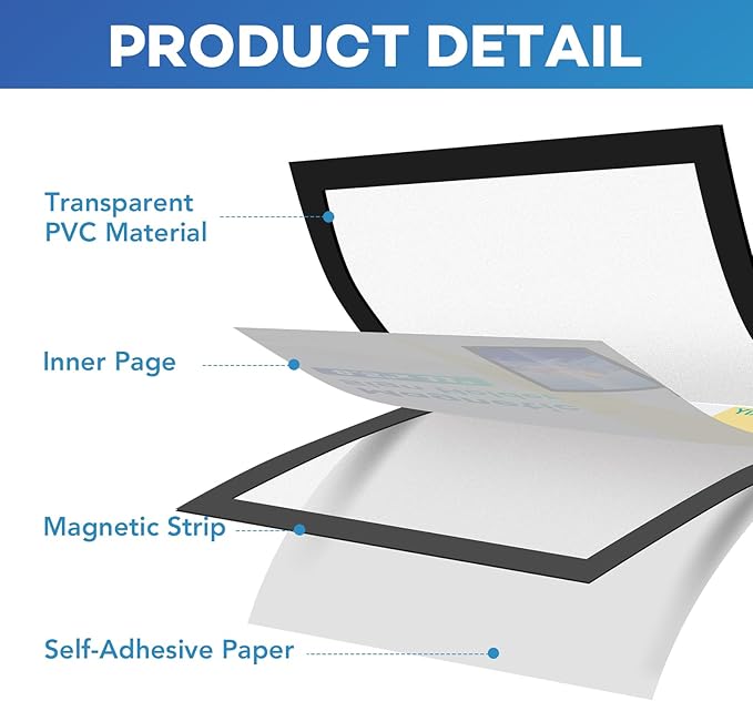 20 Pack Magnetic Sign Holder 8.5 x 11,Self-Adhesive Magnetic Wall Mount Sign Holder, Magnetic Document Holder for Wall Window Office Poster Store