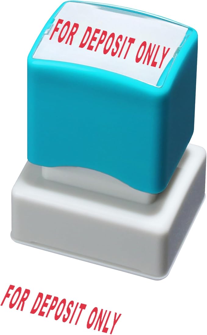 WAFJAMF for Deposit Only Stamp–Self-Inking Rubber Office Stamp Red Ink Message Stamp-Medium