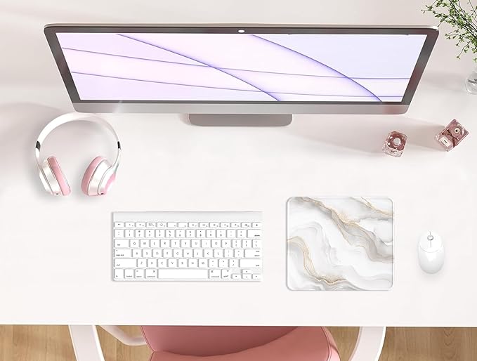 eulps Mouse Pad with Stitched Edge, Multiple Patterns Computer Mouse Pads with Non-Slip Rubber Base, Washable Cloth Mousepad, for Gaming, Laptop, PC (Ivory Gold)