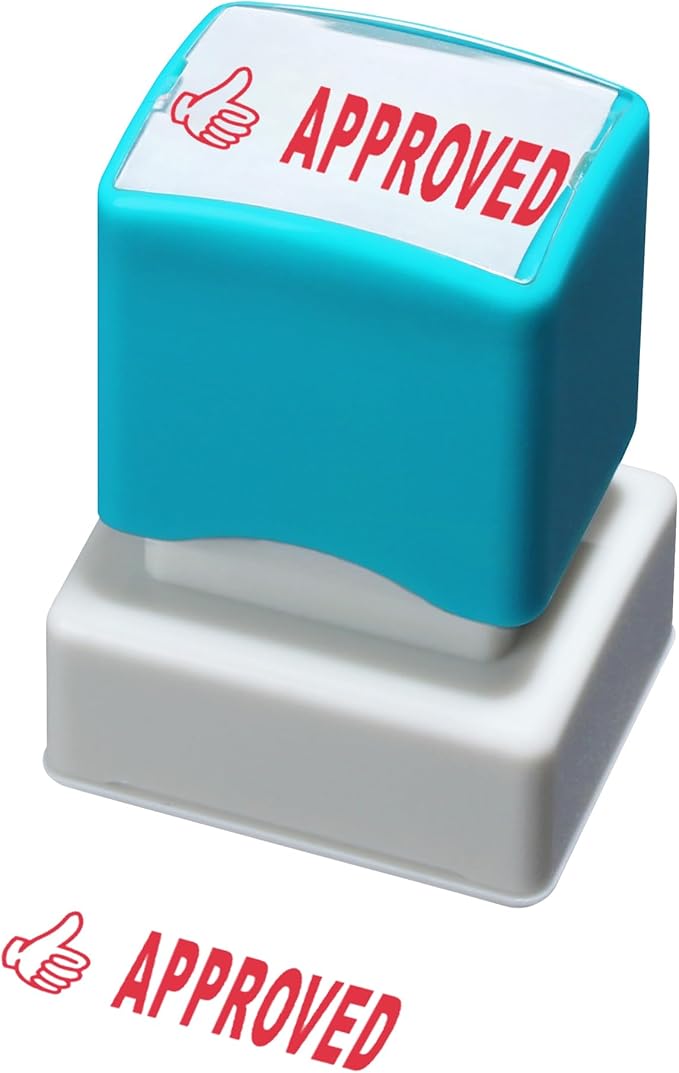 WAFJAMF Approved Stamp–Pre-Inked Rubber Stamp Red Ink Office Stamp Message Stamp-Medium