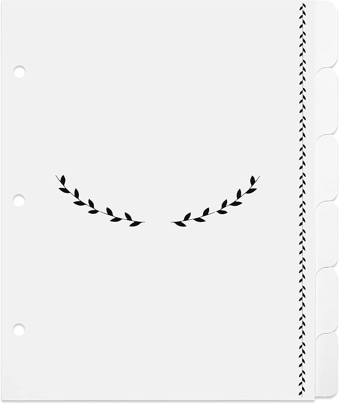 Jot & Mark Blank Recipe Binder Dividers with Tabs | Six Customizable Organizer Dividers for 8.5"x9.5" 3-Ring Binders (Black & White)