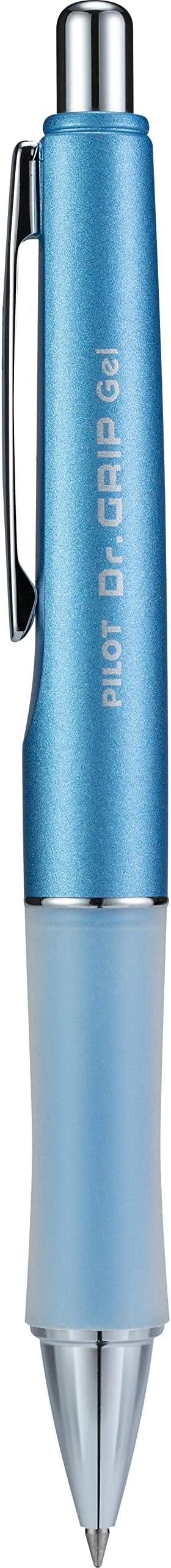 PILOT Dr. Grip Limited Refillable & Retractable Gel Ink Rolling Ball Pen, Fine Point, Metallic Ice Blue Barrel, Black Ink, Single Pen (36271)