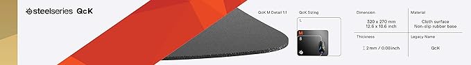 SteelSeries QcK Gaming Mouse Pad - Medium Thick Cloth - Peak Tracking and Stability - Black