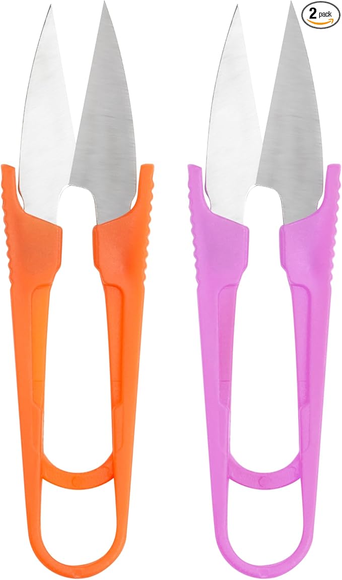 Thread Snips for Sewing - Thread Cutter/Clippers U Shape - Sewing Scissors Small - Thread Nippers/Trimming, Yarn Scissors for Knitting, Stitch - Mini DIY Supplies, Plastic Handle, 2 Pcs