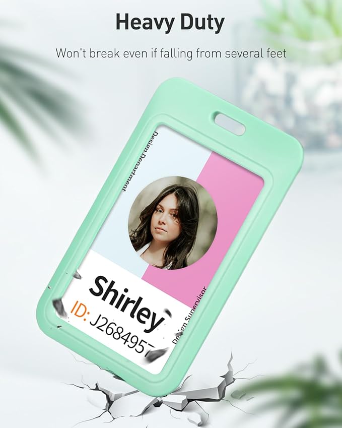 Uniclife 3 Pack Sliding ID Badge Holder Vertical Hard Plastic Case with Clear Window Light-green Card Protector Pouch for Office School ID Credit Cards Proximity Key Cards Driver’s Licenses and Passes