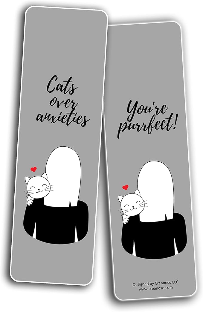 Creanoso Cats Make My Life Complete Bookmarks (5-Sets X 6 Cards) – Daily Inspirational Card Set – Interesting Book Page Clippers – Great Gifts for Adults and Professionals