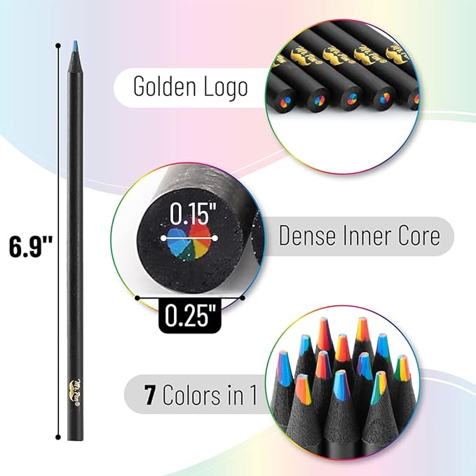 Mr. Pen- Rainbow Pencils, 12 Pack, 7 Color in 1 Rainbow Colored Pencil with Sharpener, Fun Pencils for Kids, Rainbow Pencils for Kids, Colored Pencils for Kids, Color Pencils for Kids