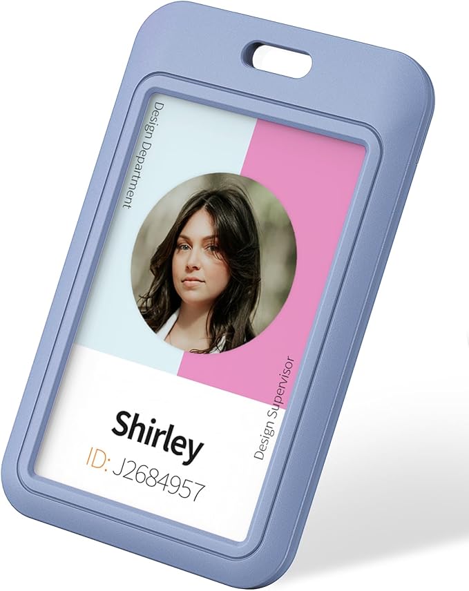 Uniclife 3 Pack Sliding ID Badge Holder Vertical Hard Plastic Case with Clear Window Light-Blue Card Protector Pouch for Office School ID Credit Cards Proximity Key Cards Driver’s Licenses and Passes