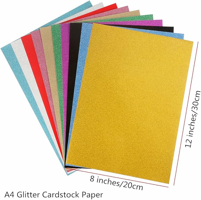 Baisunt 20 Sheets Gold Glitter Cardstock Paper for DIY Art Project, Scrapbook, Birthday Wedding Party Decoration 250GSM(8x12 In, Non Adhesive)
