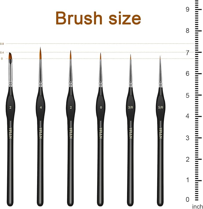 6Pcs Micro Paint Brushes Set with Triangular Handles - for Acrylics, Oils, Watercolors & Paint by Number, Citadel, Figurine, 40k，Mandala Painting（2PACK）(Black)