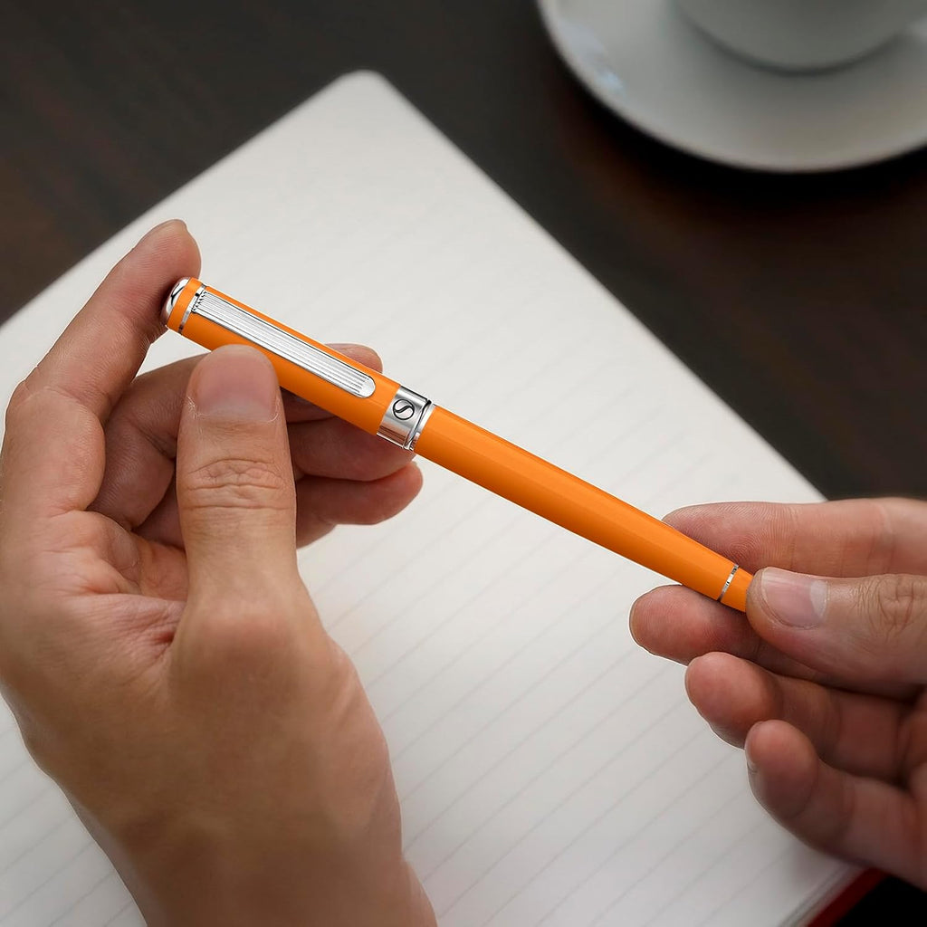 Scriveiner Orange Rollerball Pen - Stunning Luxury Pen With Chrome Finish, Schmidt Ink Refill, Best Roller Ball Gift Set for Men & Women, Professional, Executive Office, Nice Pens