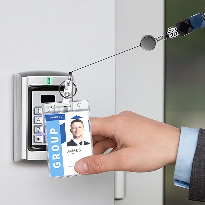 9 in 3 Set Retractable Lanyard for ID Badges with ID Holder Wooden Beaded Lanyards for Women Teacher Appreciation Gifts Office Gift for Coworkers