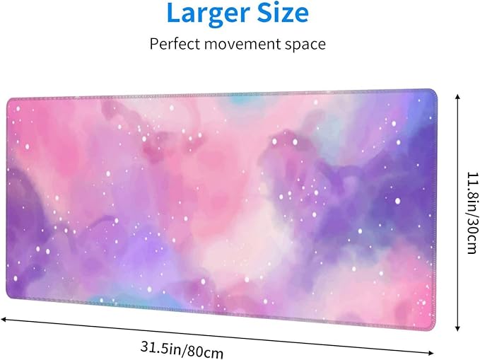 Extended Gaming Mouse Pad, Large Gaming Mouse Waterproof with Stitched Edges, Non-Slip Desktop Pad for Home and Office, Level Up Your 31.5x11.8 Inch… (Iridescent Cloud)
