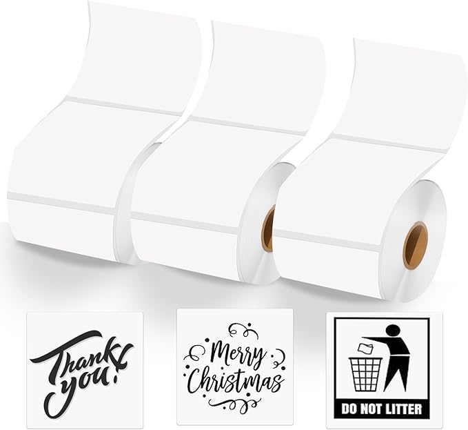 2inch Square Thermal Labels Self-Adhesive, 420 Sheets/Roll Printer Labels for Business and Home, Thermal Sticker for/Shipping/Packaging/DIY Logo Design/Thanks Card/Inventory