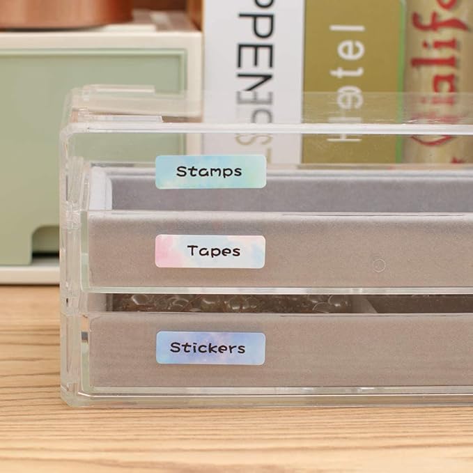 Phomemo D30 Label Tape, for D30 D35 Q30 Q30S Q31 Label Maker, Black on Mermaid Color Sticker Thermal Paper Self-Adhesive Label Maker Tape, 12 x 40mm (3/8" x 11/2") 160 Tapes/Roll, 3-Roll