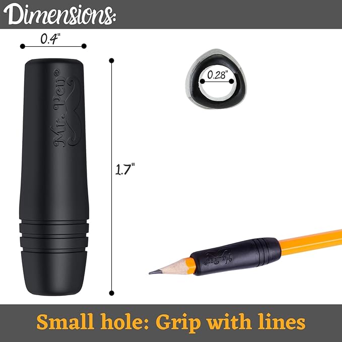 Mr. Pen Black Silicone Pencil and Pen Grip, 12 Pack, Ideal for Arthritis and Tendonitis