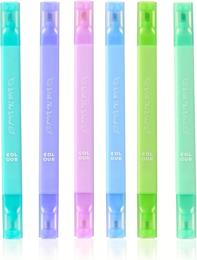 Aesthetic Cute Pastel Highlighters Set, 6 count, Mild Assorted Colors Candy Highlighters, Chisel Tip，No Bleed Bible Marker Pen, Study Journaling School Supplies Planner