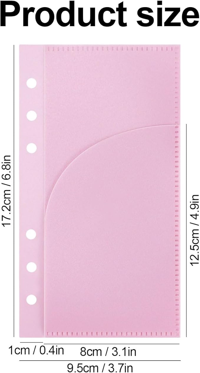 A6 Binder Pockets with No Zipper, Koqye Blue 10 Pcs Plastic Zipless Budget Envelopes, Two Pockets Frosted Cash Envelopes Money Bag for Budgeting, Cash Stuffing (Pink A)