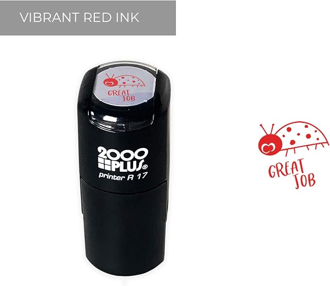 Great Job! Ladybug Stamp / 2000 Plus Self Inking Teacher Stamper/Red Imprint Planner & Worksheet Stamp