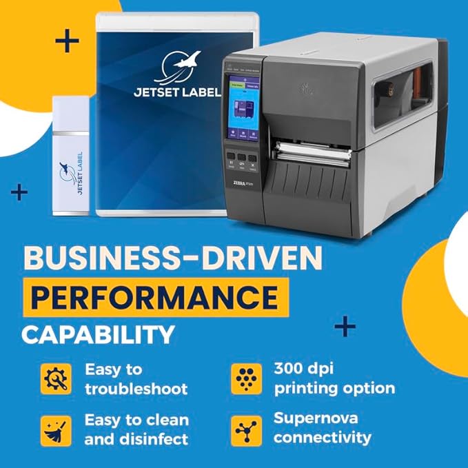 Zebra ZT231 (Zebra ZT230 Replacement) | Thermal Transfer & Direct Thermal 203 DPI | ZT23142-T01000FZ | USB, Serial, Ethernet, Bluetooth Connectivity, Tear Bar | Jetset Software Included