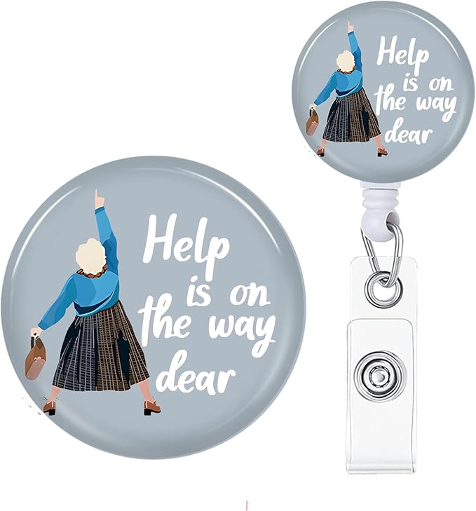 Help is on The Way Dear Green Badge Reels Holder Retractable with ID Clip for Nurse Name Tag Card Nursing for Doctor Teacher Student Employee Office Medical Work