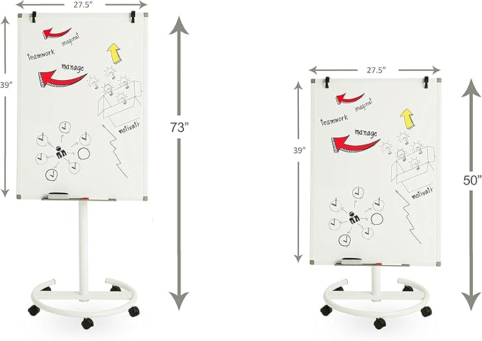 Mobile Dry Erase Board Portable Flipchart Easel Magnetic Whiteboard with Paper Pad on Wheels for Home Office (28"x40")…
