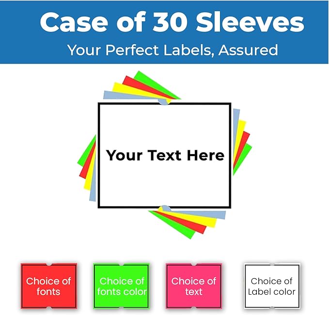Perco Custom Labels for Perco 2 Line Adhesives Labels - Choose Color, Font and Imprint - Case of 30 Sleeves