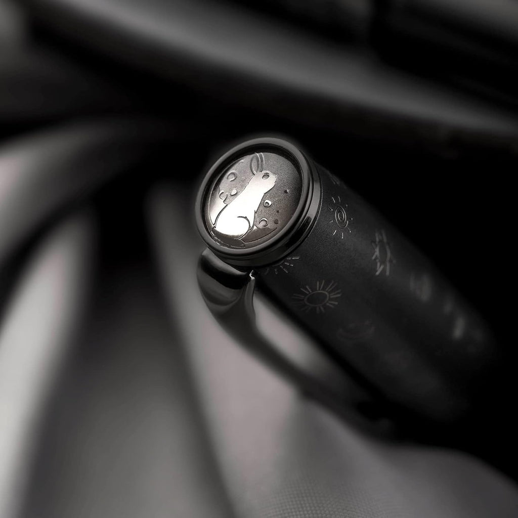 Hongdian N7 Gray Resin Piston Fountain Pen Rabbit Cap, Iridium Medium Nib Classic Pen Smooth Writing Pen with Metal Box