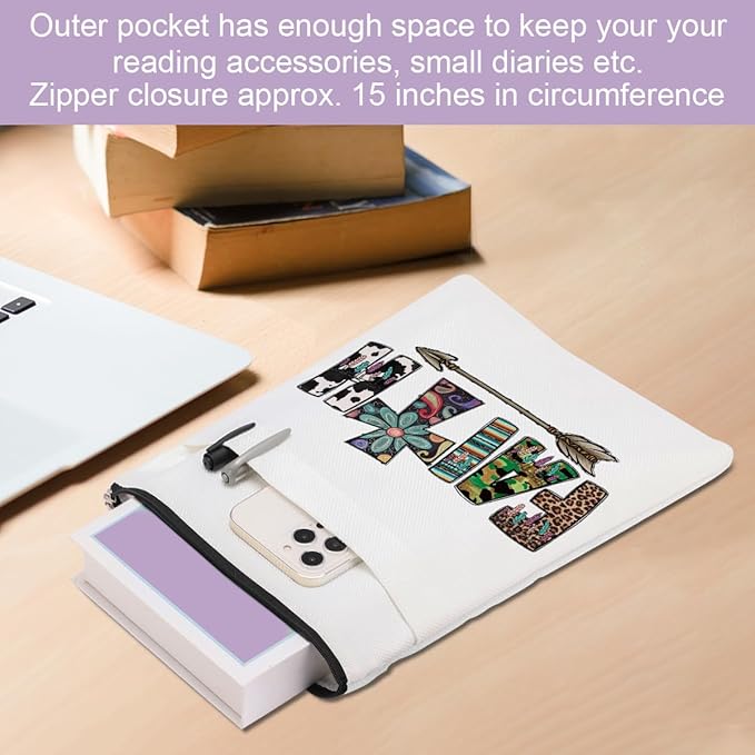 Inspirational Western Faith Christian Gifts Book Sleeve Book Cover Religious Cowgirl Accessories for Women Mother in Law Graduation Christmas Birthday Book Lovers Gifts Book Protector with Zipper