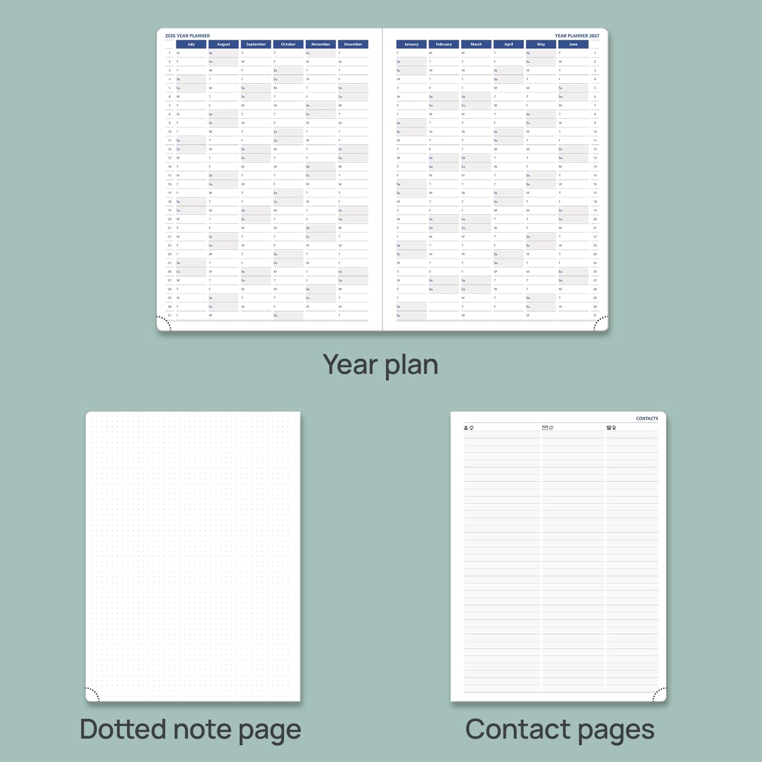 POPRUN Academic Planner 2025-2026, 8.5'' x 11.25'', Quarter-Hourly Appointment Book (July 2025-June 2026) with PU Leather Soft Cover, Dual Pockets, Monthly Tabs, 100GSM Thick Paper - Forest Green