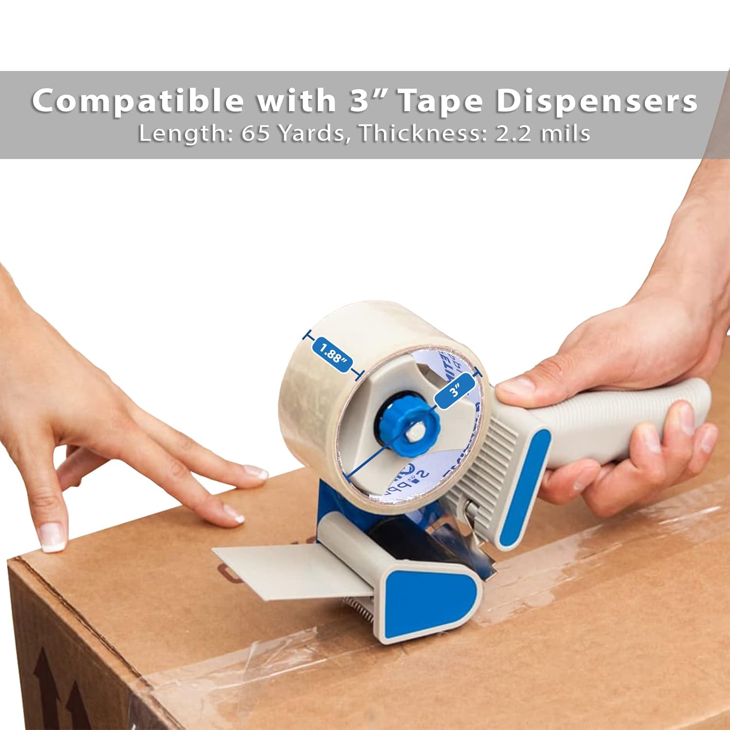 6 Rolls [Upgraded] Clear Premium Packing Tape, 65 Yards, 2.2 mil, Heavy Duty Packaging Tape for Shipping, Moving, Sealing - Stronger & Thicker