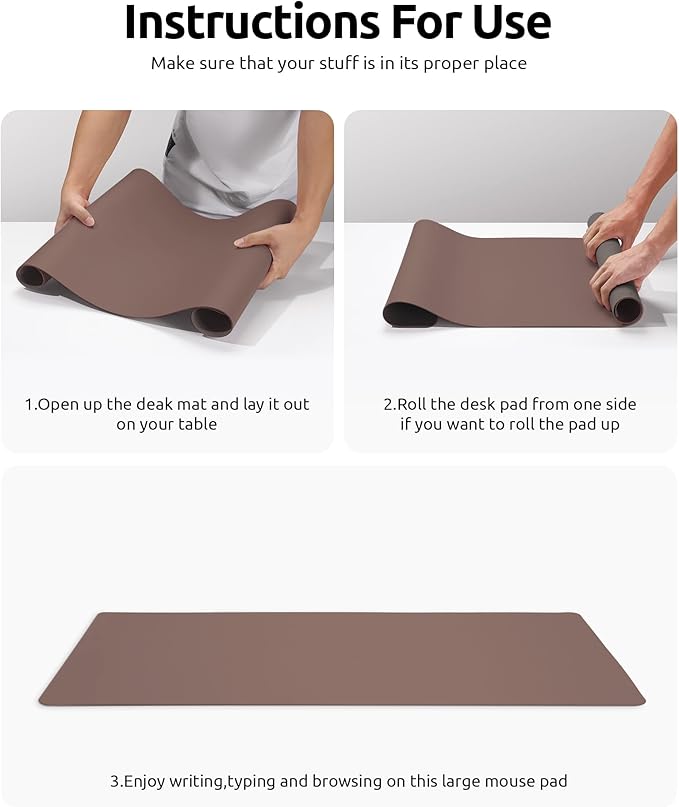 YSAGi Leather Desk Protector, Office Mat, Large Mouse Mat, Non-Slip PU Leather Blotter, Laptop Desk, Waterproof Writing Pad for Office and Home (Chocolate, 35.4" x 17")