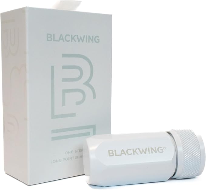 Blackwing One-Step Long Point Sharpener, German Steel Blade, Machined Aluminum, Compact Design, White