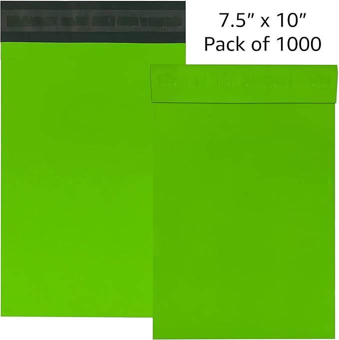 Colored Poly Mailers Pack of: (Green, 7.5" x 10.5" pack of 1000) Be creative with your packaging with Colored mailers