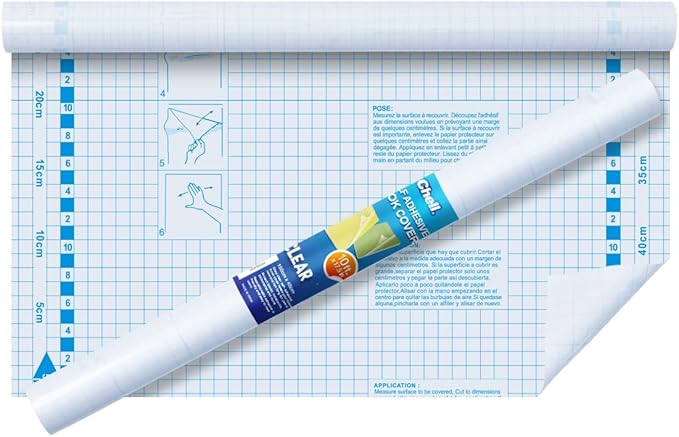Chell Clear Contact Paper Roll for Books, 17.5 in x 10 ft Clear Self Adhesive Book Cover Paper Protector