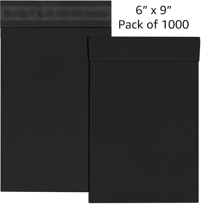 Colored Poly Mailers Pack of: (Black, 6" x 9" pack of 1000) Be creative with your packaging with Colored mailers