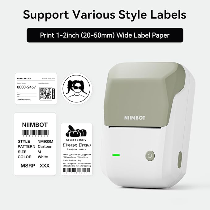 NIIMBOT B1 Label Maker Machine with Tape, Thermal Label Printer Easy to Use for Office, Home, Business, 2 Inch Label Maker with 2'' x1.18'' Labels-230pcs/Roll