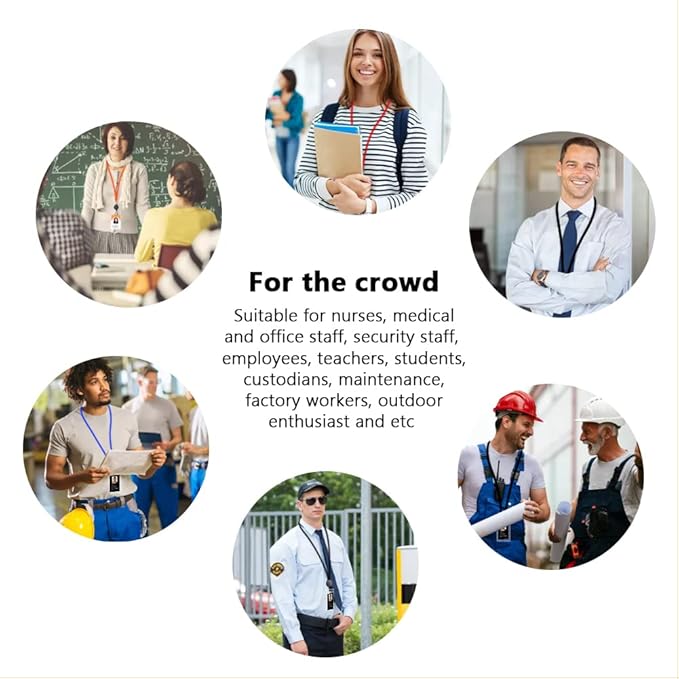 6 Pack Retractable Badge Lanyards and ID Badge Holder, Strap Lanyard with Swivel Metal Clasp for Badge Holders, Keychains, Offices, Staff, Students, Employees, Black