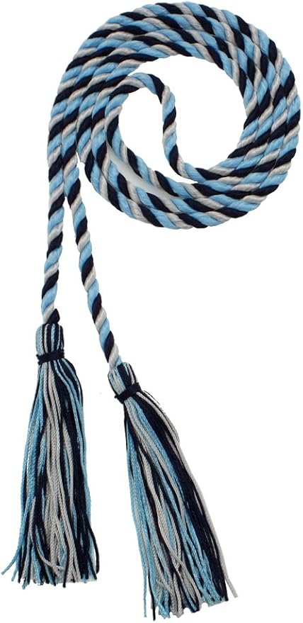Tassel Depot Graduation Honor Cord - Navy/LT Blue/Gray - Every School Color Available - Made in USA