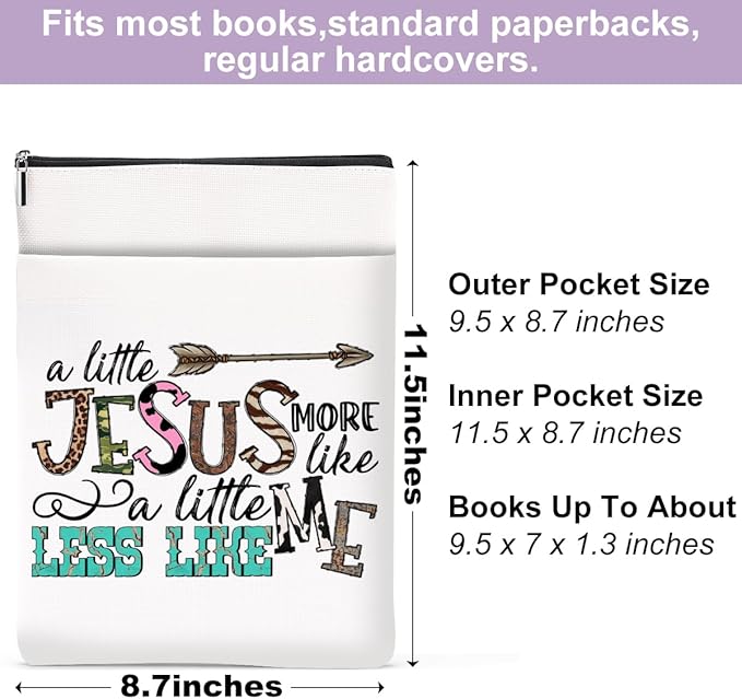Inspirational Western Faith Christian Gifts Book Sleeve Book Cover Religious Cowgirl Accessories for Women Girls Lawyer Friendship Christmas Birthday Book Lovers Gifts Book Protector with Zipper