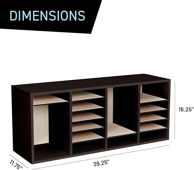 Safco Wooden Paper and Mail Organizer for Home Office and Classroom, Adjustable Shelves and Stackable
