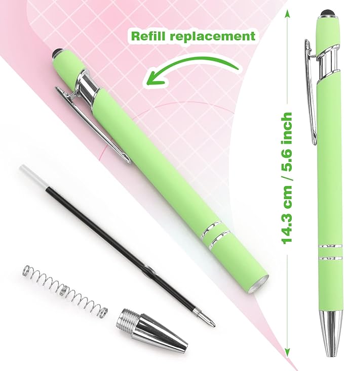 Bribobo 8 Pack Ballpoint Pen 2-in-1 Stylus Retractable Ballpoint Pen with Stylus tip, Metal Stylus Pen for Touch Screens, 1.0 mm Black Ink(Mixed Color)