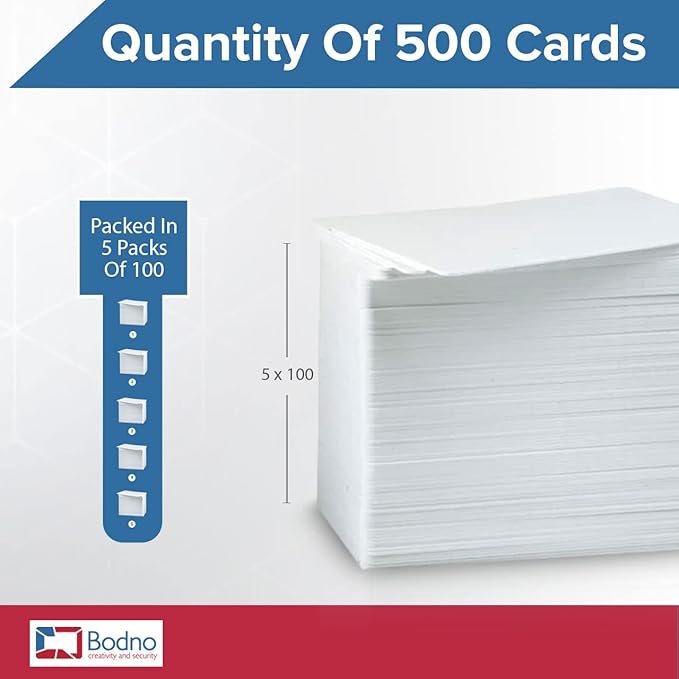 Bodno Premium CR80 30 Mil Graphic Quality PVC Cards - 500 Pack
