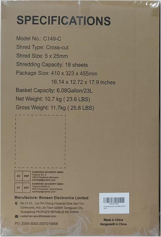 Bonsaii Paper Shredder, 18-Sheet 60-Minutes Shredder for Office Heavy Duty Cross-Cut Shredder with 6 Gallon Pullout Basket 4 Casters(C149-C)