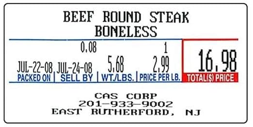 CAS LST-8000 Printing Scale Label, 58 x 30 mm, Non-UPC, 12 Rolls Per Case